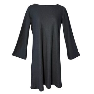 J Jill 100% Wool Black Knit Dress XSP Petite Shift Minimalist Quiet Luxury